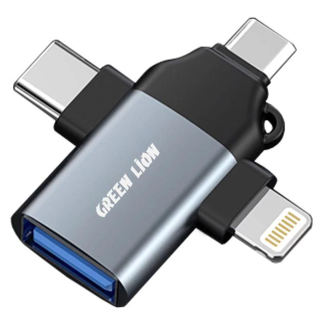 Adaptateur OTG 3 en 1 Green Lion Compatible avec Transmission Ultra Rapide Lightning Micro Type C USB 3 0 Compatible avec iPhone 14 Pro Max 14 Pro Galaxy S22 S21 Huawei MacBook Pro PS4 PS5 OTG