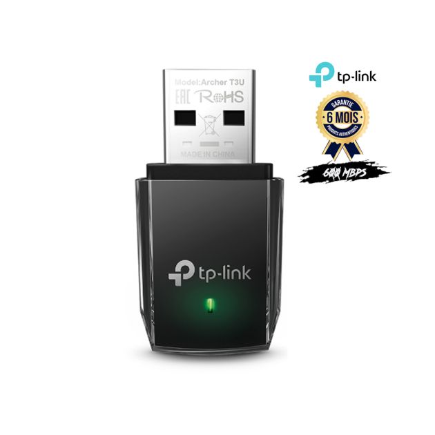Adaptateur Wi Fi USB TP-Link Archer T2U Nano Ac600 pour Ordinateur et Pc Débit 600 Mbps - Garantie 6 mois