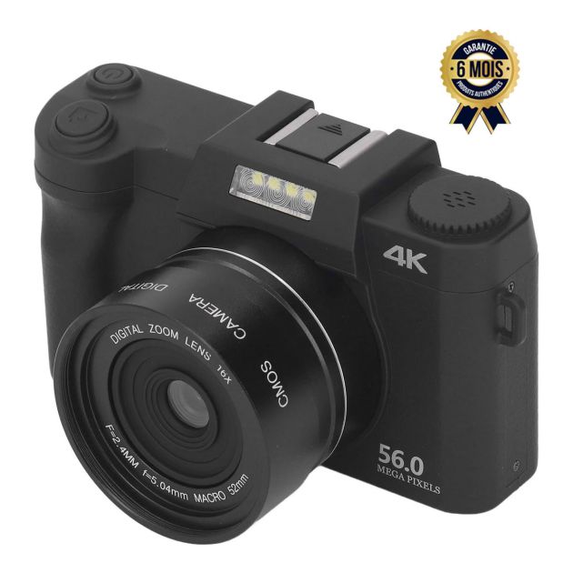 Appareil Photo Numérique 4K Vlogging 56 MP Caméra Video WiFi Écran Ips Zoom 16X Detection de Visage pour Debutant - Garantie 6 mois