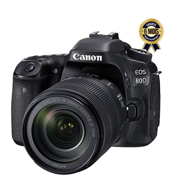 Appareil Photo Canon Eos 80D 24 2 MP Objectif 18 135 Mm Is Usm Slr Video FHD Écran LCD 3 Tactile et Orientable - Garantie 6 mois