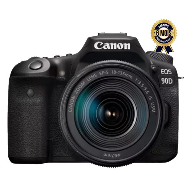 Appareil Photo Reflex Numérique Canon Eos 90D avec Objectif 18 135 Mm Video 4K UHD Écran LCD 3 Tactile et Orientable Wi Fi Bt Objectif Ef S 18 135Mm Is Usm F 3 5 5 6 - Garantie 6 mois