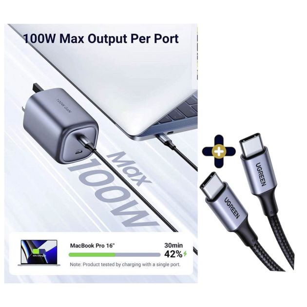 Boitier Chargeur UGREEN 100W Cable UGREEN 2M Tresse 100W