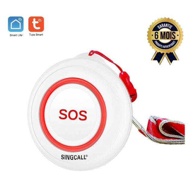 Bouton D Alarme D Urgence WiFi Smart Sos pour Personnes Handicapees et Agees Teleavertisseur Système D Alerte sans Fil - Garantie 6 mois