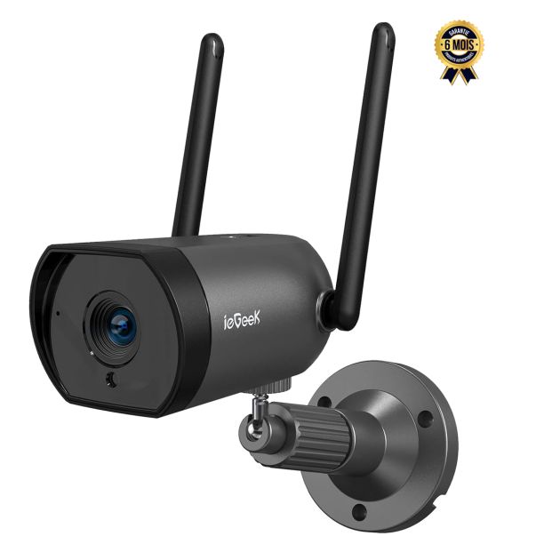 Caméra de Sécurité Exterieure WiFi Iegeek avec Vision Nocturne 25 M Antenne 4 Dbi Audio Bidirectionnel Detection de Mouvement Alarme Ip66 - Garantie 6 mois