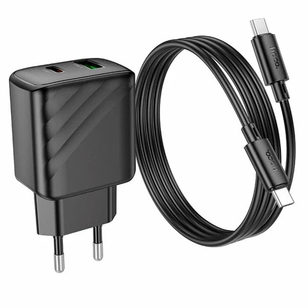 Chargeur Hoco Cs23A Double Port Pd30W Qc3 0 prise européenne avec Cable Type C vers Type C