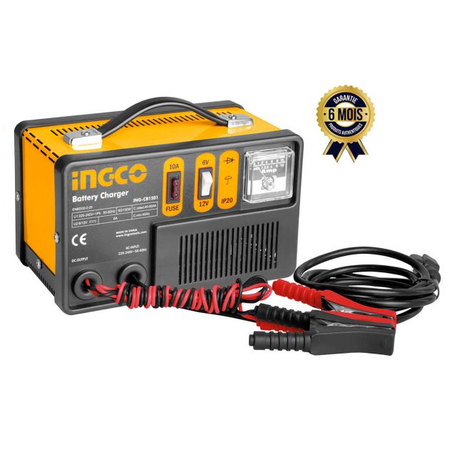Chargeur de Batterie 6 12V 6A INGCO Cb1501 - Garantie 6 mois