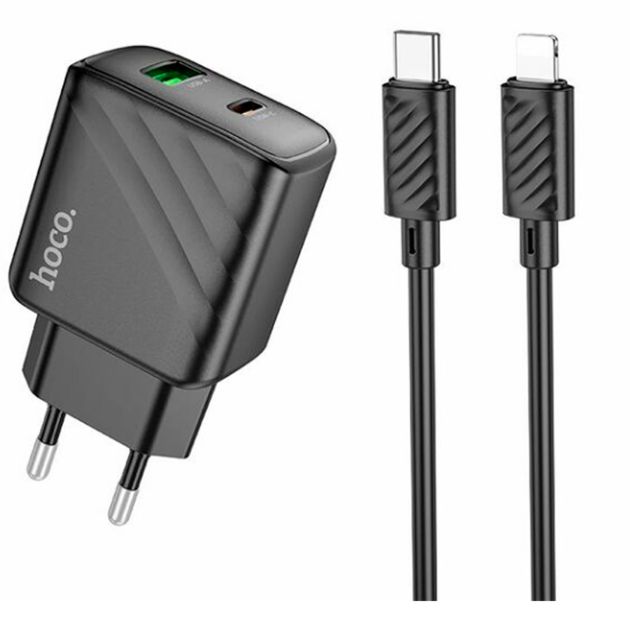 Chargeur Hoco Cs23A Double Port Pd30W Qc3 0 prise européenne avec Cable Type C vers Lightning - Garantie 1 mois