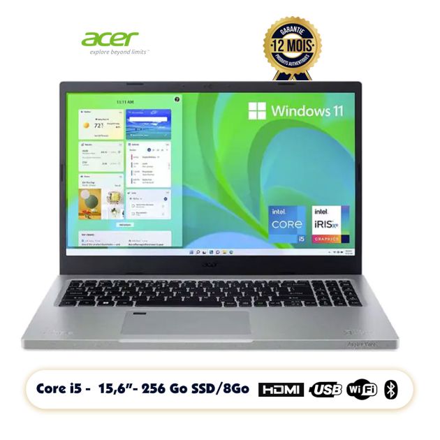 Acer Aspire Vero Écran FHD 15 6 Intel Core i5 1155G7 8 Go RAM 256 Go SSD Livré sous 7 Jours - Garantie 12 mois