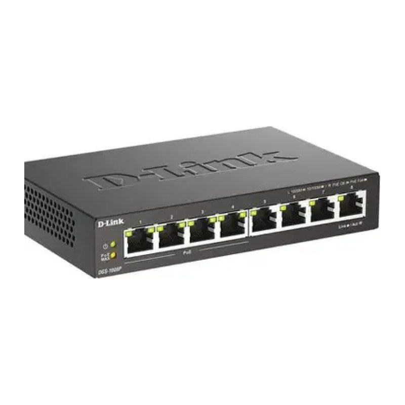 D-Link DGS-1008P Switch mit 8 Ports 10/100/1000 PoE