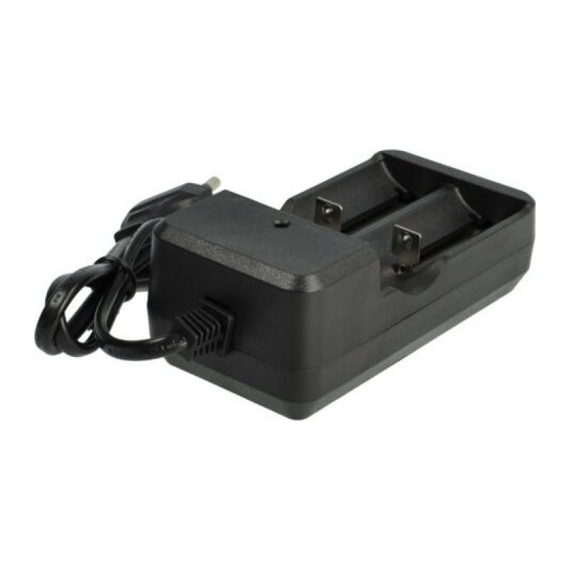 vhbw Akkuladegerät mit 2 Schächten für Ni-Cd-, NiMH-, Li-Ion-Akkus - Micro-USB-Ladegerät
